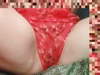 Milf Red lingerie Finger bang