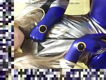 Latex kigurumi wanking