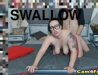 Curvy dick swallowing slut fucked in her naughty cunt