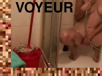 bañando, coño-pussy, cámara, voyeur, ducha, afeitada, pervertido, tetitas