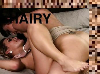 Hairy milf pussy eaten out by a hot blonde