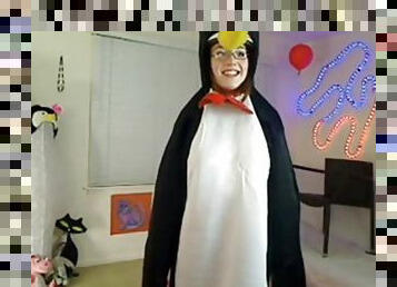 Two Funny Teens penguins on cam