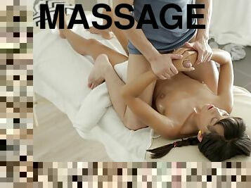 Teen enjoys more than massage once the guy gives her the dick