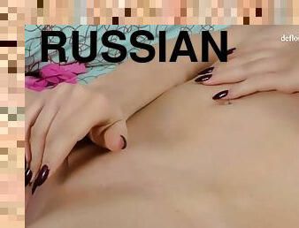 Virgin nara mongolka fondles her russian pussy all alone