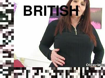 British milf beau gets naughty in crotchless tights