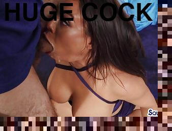 Squirting Latin babe fucked in asshole by big white cock