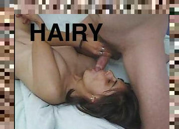 Girl with hairy pussy and legs fucked