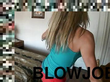 Amanda Blow sucks a massive dick before taking it in her shaved vag