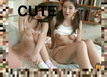 Cute brunette anal threesome