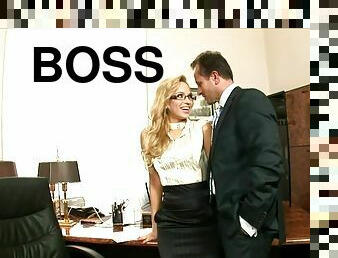 Hot blonde secretary aleska diamond blows her boss's cock