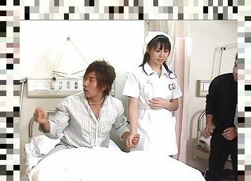 Aroused Japanese nurse knows the right treat for this guy