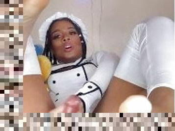 Hot Ebony TS Chef Eros Orisha Serves Her Meat