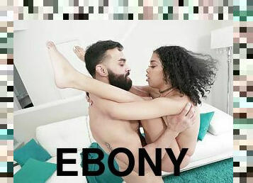 Curly ebony teen makes sex with stepbrother