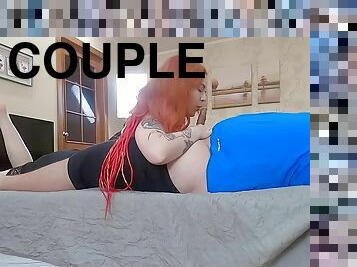 POV video of redhead chick sucking small dick of her horny BF