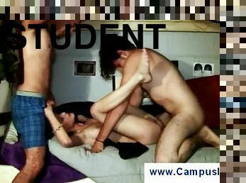 Threesome in a dorm room