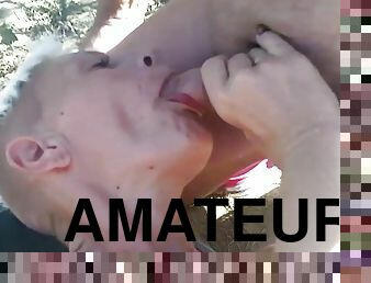 offentlig, amatør, blowjob, cumshot, milf, tysk, hore, facial, cum, blond