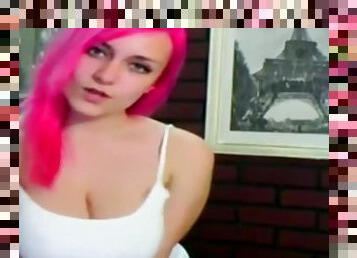 Big Tits Teen with Pink Hair Wild and Crazy Girl for Fun