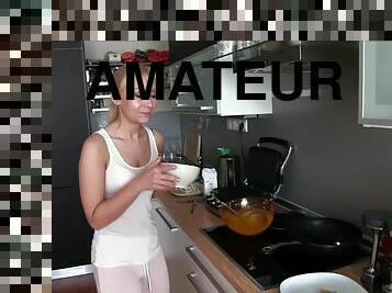 Amateur lesbian sex in the kitchen - Michelle Louie and Donna Joe