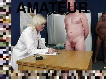 Amateur guys get their cocks measured by dirty Misha Mayfair