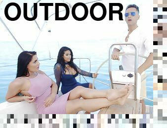 Wild FFM threesome on a private Yacht with Honey Demon & Kesha Ortega