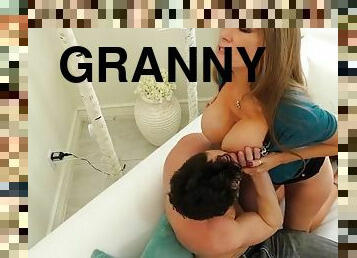 Curvaceous granny darla crane easily seduces younger guy