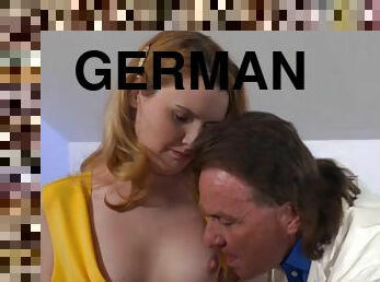 Shy german girl doesnt like her first porn casting with old man
