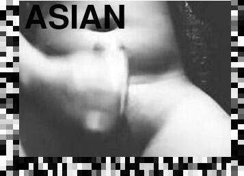 asiatisk, onani, amatør, cumshot, stor-pikk, tenåring, handjob, alene, pikk