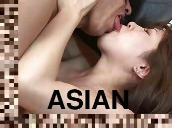 Thicc asian babe is fucked in her hairy pussy to strong orgasms