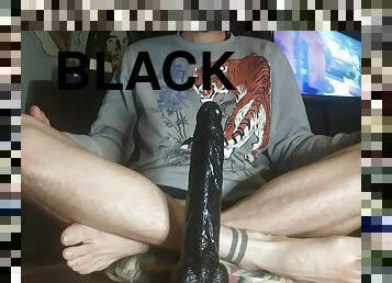 My chubby white ass meets a big black dildo