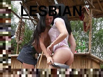 Dark haired teen honeys want to explore the beauties of lesbian sex