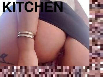 Big Booty latina fucks herself in the kitchen