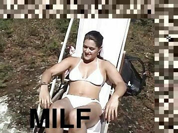 Horny MILF wants to be fucked hard while camping outdoors