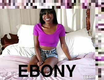 Sexy ebony babe has an addition to the big, white cock