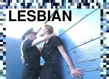 Two female cops go into a jail cell for a hot lesbian hook up
