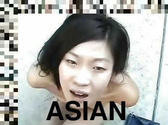 Asian with pretty brown eyes sucks dick