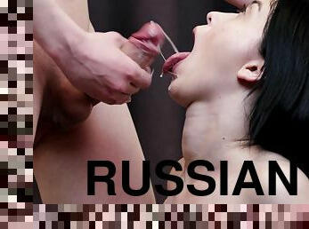 Russian babe getting cum in mouth after sex - Milena Briz