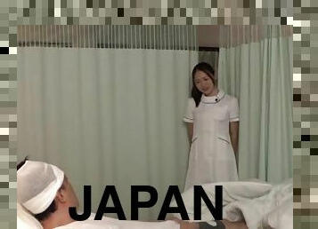 Japanese nurse wearing nylon stockings being nicely fucked