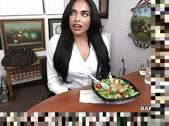 Sexy office lady Selena Santana lets her coworker drill her pussy