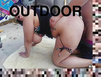 Outdoors fucking with fat amateur slut Anastasia Lux. HD video