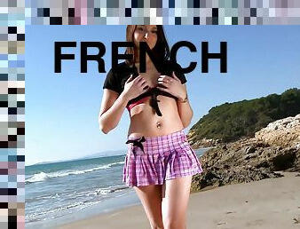 French amateur girl next door try outdoor beach