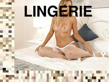 White lace lingerie makes JOI so much sexier