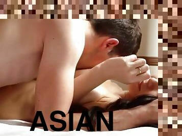 Handsome guy gets to fuck a hot asian female friend