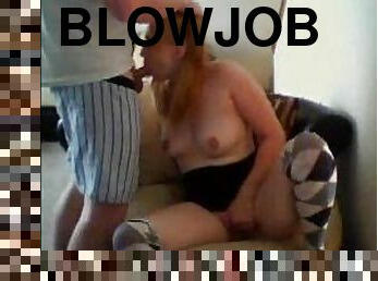 Blonde on webcam bobbing on cock