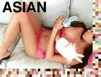 Asian bunny girl solo masturbation fun