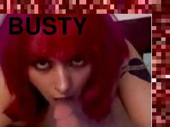 Busty redhead slut sucks off bwc