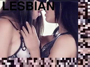 Lesbian blindfolded kissing
