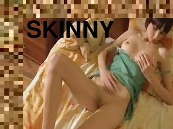 Skinny teen with big tits masturbating