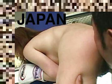 Japanese girl does boxing training in the nude