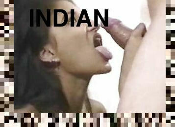 She gives a hot Indian blowjob and gets a facial