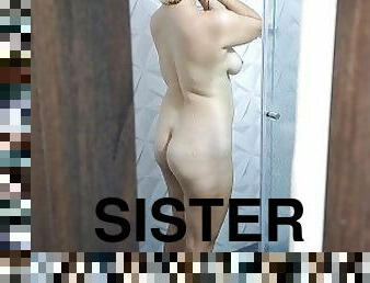 I watch my stepsister take a shower, it makes my dick hard